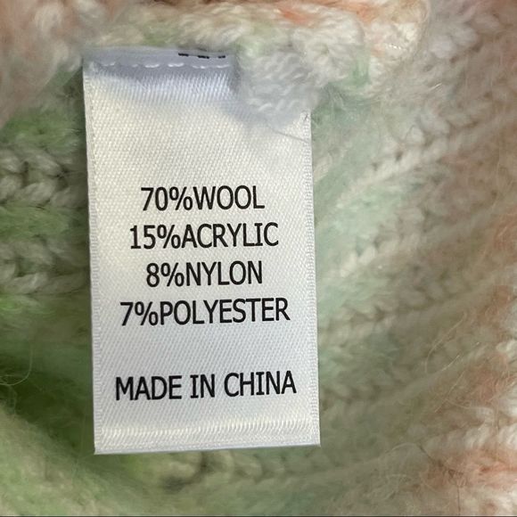 La Ligne Ribbed Space Dye Crew Pullover Sweater Cream Peach Seafoam Size Large - Picture 16 of 16